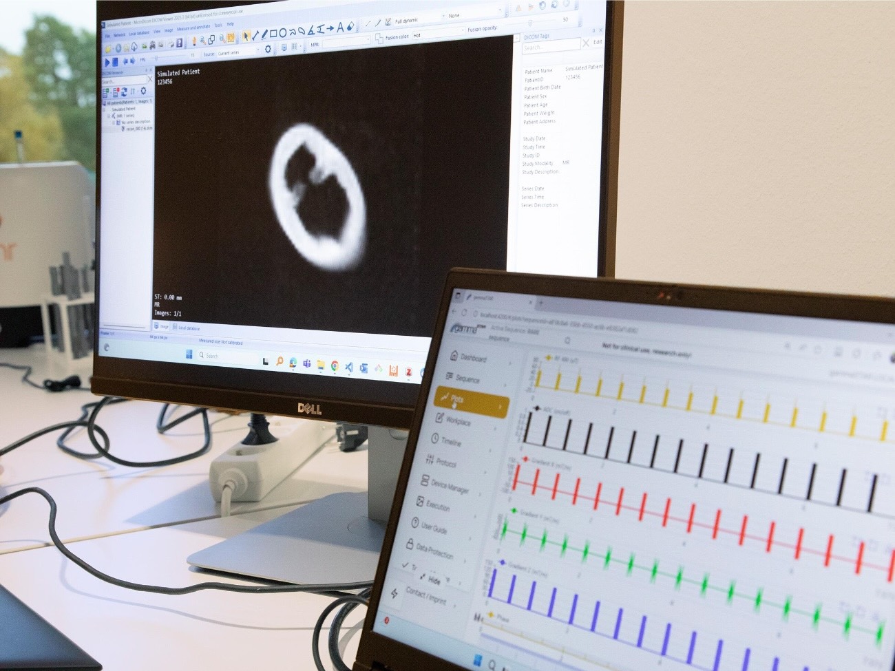 Image of two screens displaying certain programs for scientific work. 