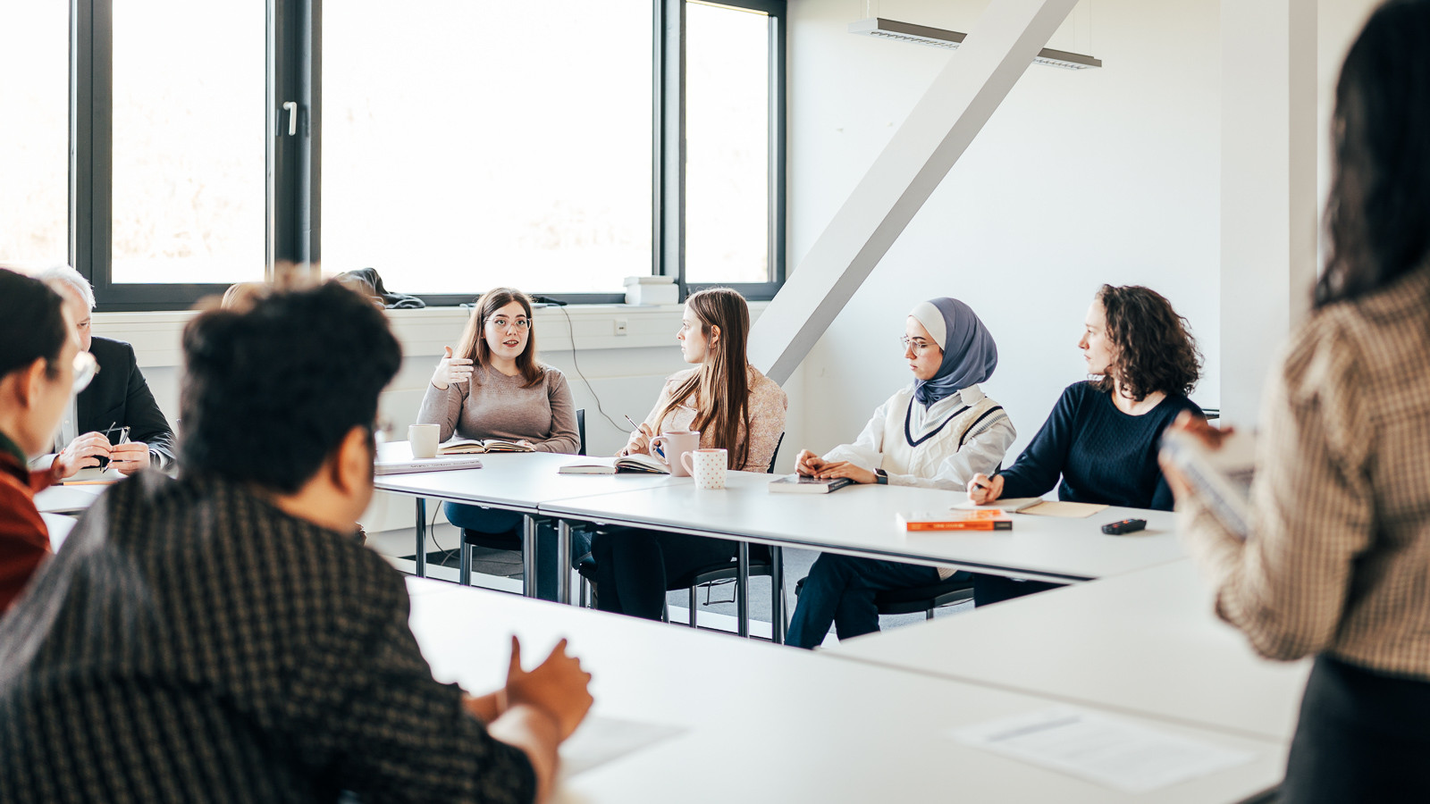 Students attentively follow an interesting course. 