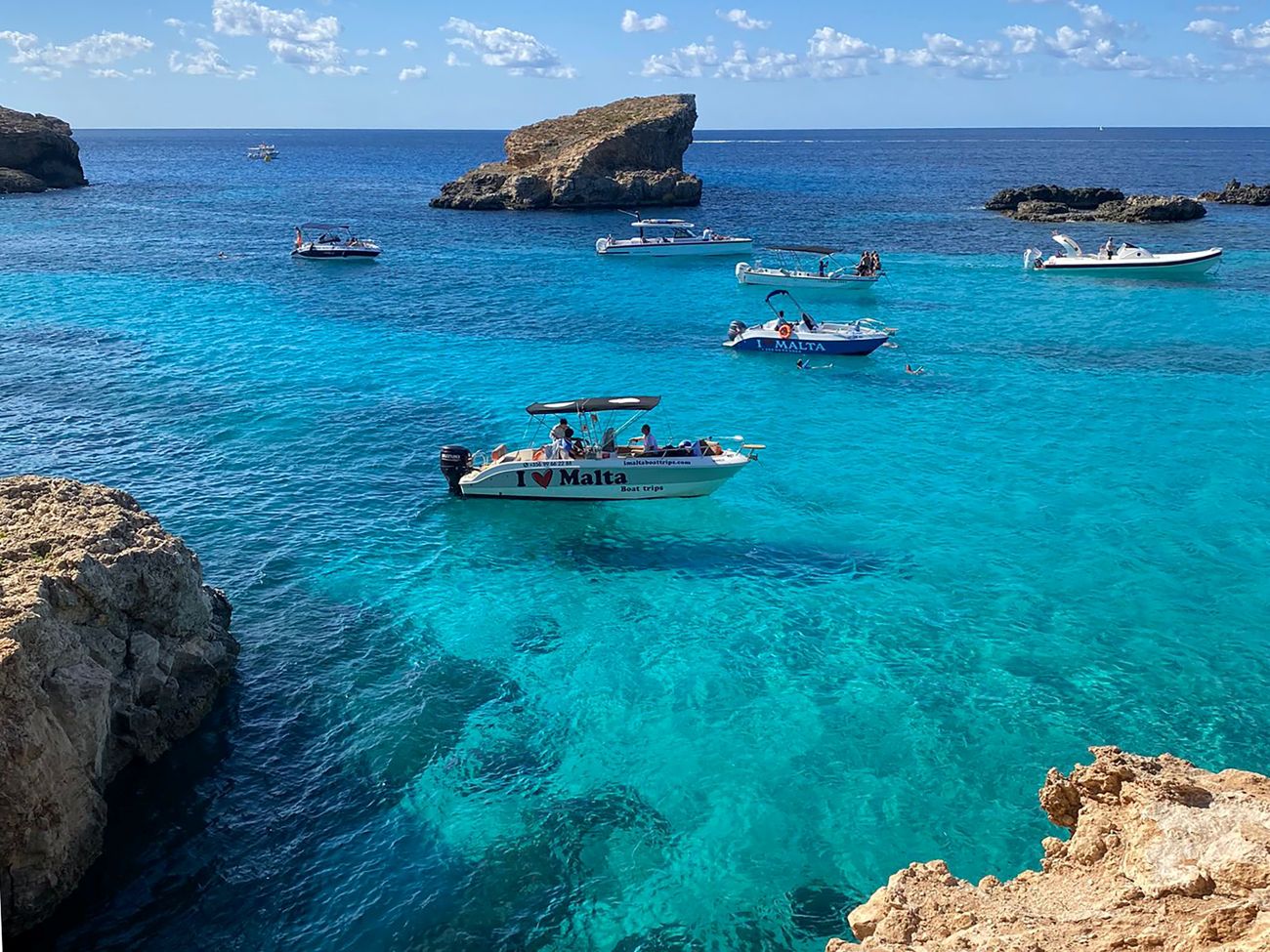 A photo of the famous “Blue Lagoon” in Malta.