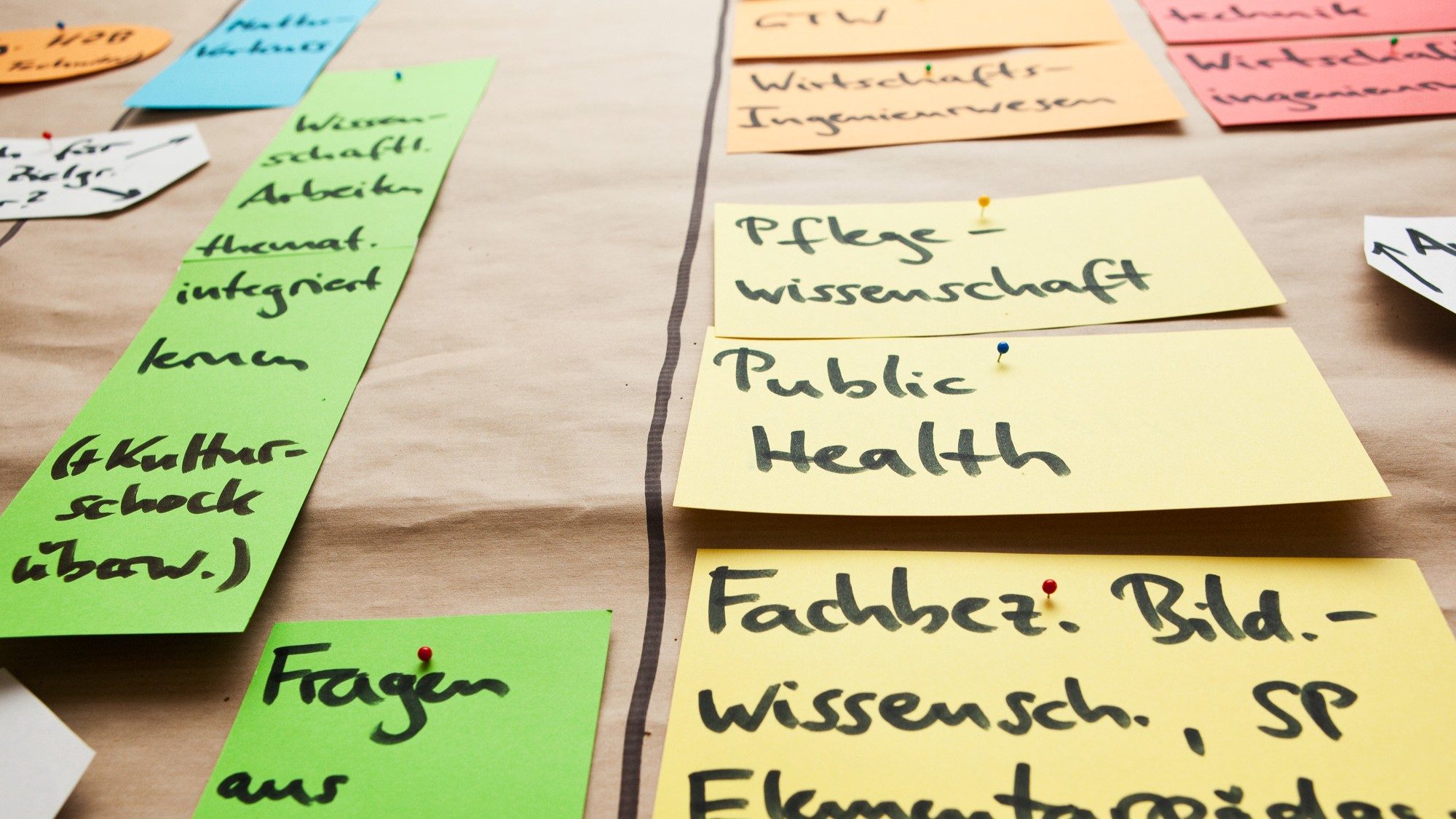 Various Post-Its are stuck onto a poster.